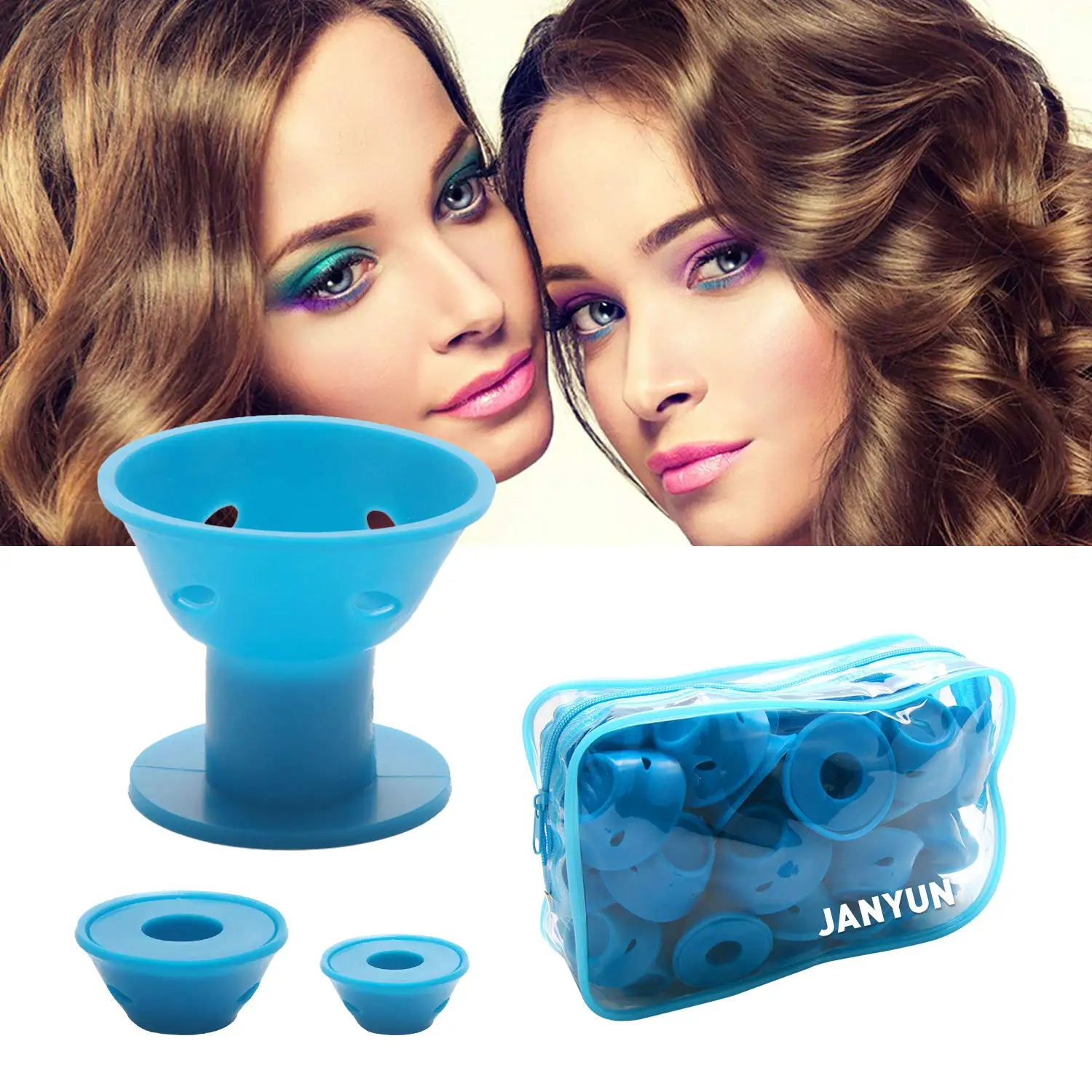 40 шт. силиконовые бигуди с сумкой и сеткой для волос | Красота здоровье