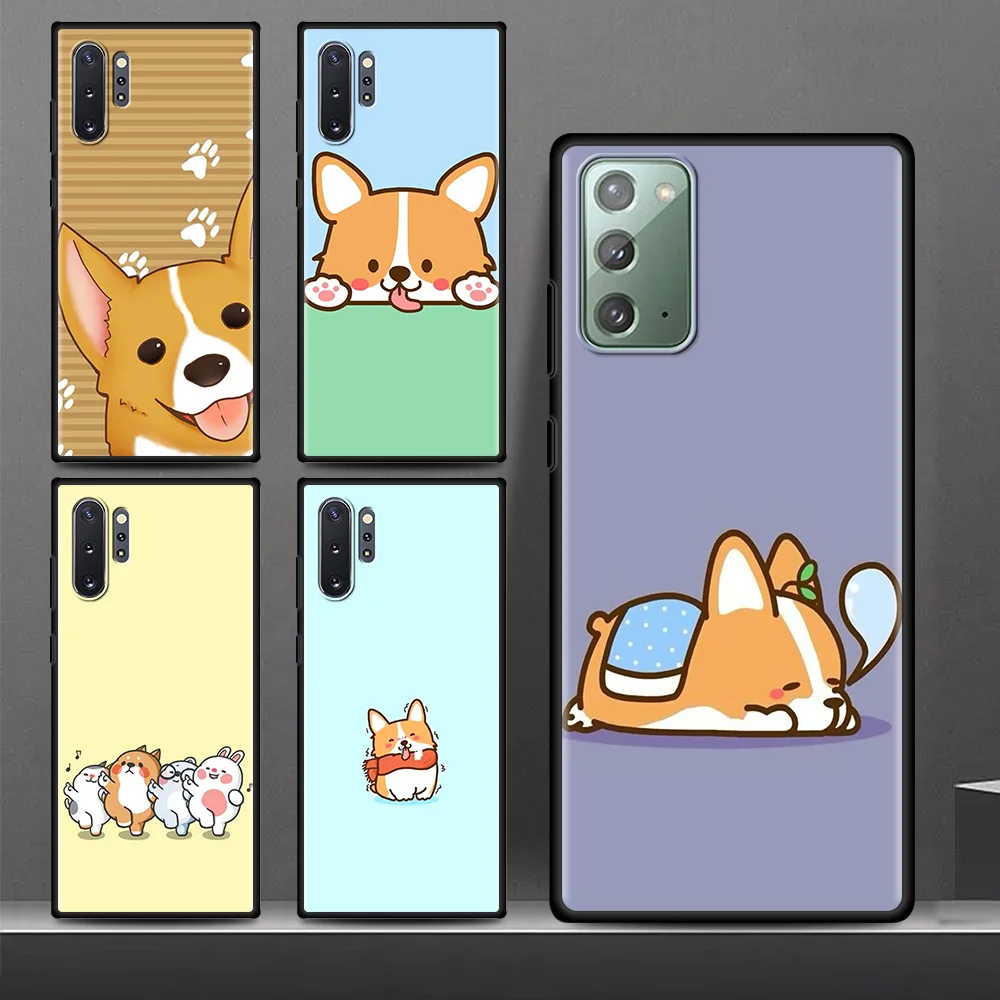 

Cartoon Corgi Dog Case for Samsung Note 10 Plus 10Lite 9 20 Ultra 8 Phone Capa for Galaxy M31 M31s M51 M30s Matte Soft Funda