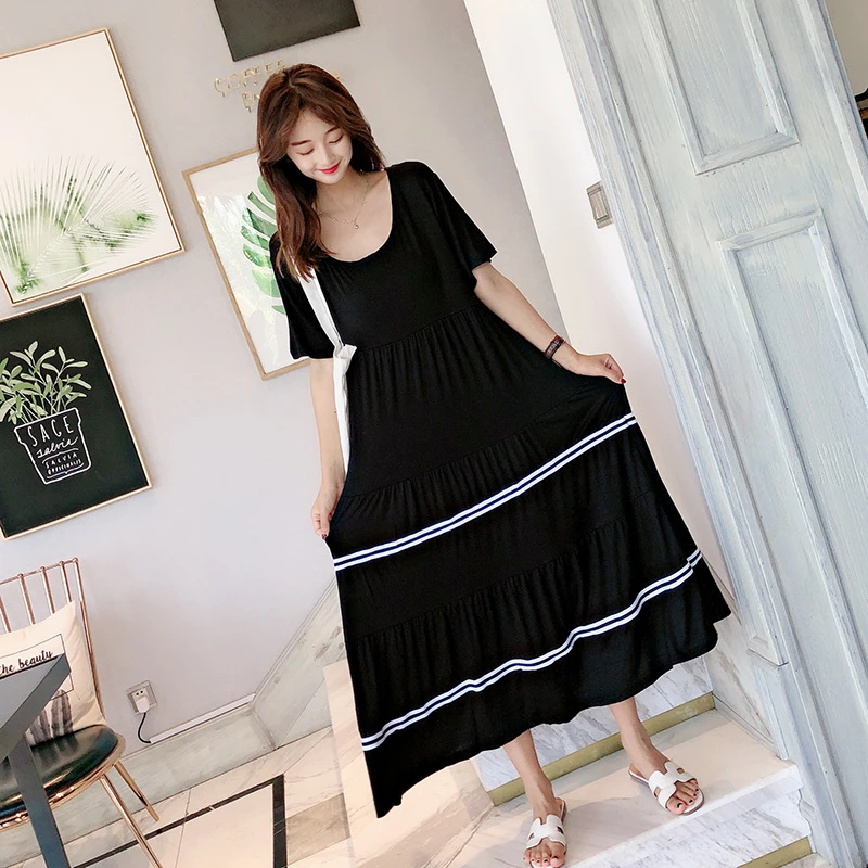 

Women's Cake Skirt 2022 Summer New Fat Increase Modal Dress Loose Luxury High Quality Sexy Nightdress Pijama Mujer Sleepwear