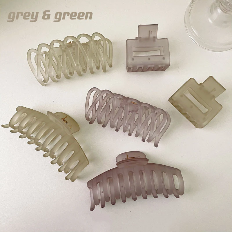 

1Pcs Large Size Frosted Hair Claws Candy Color Geometric Hairpin Square Hollow Acetate Hair Clamps Banana Grips Hair Accessories