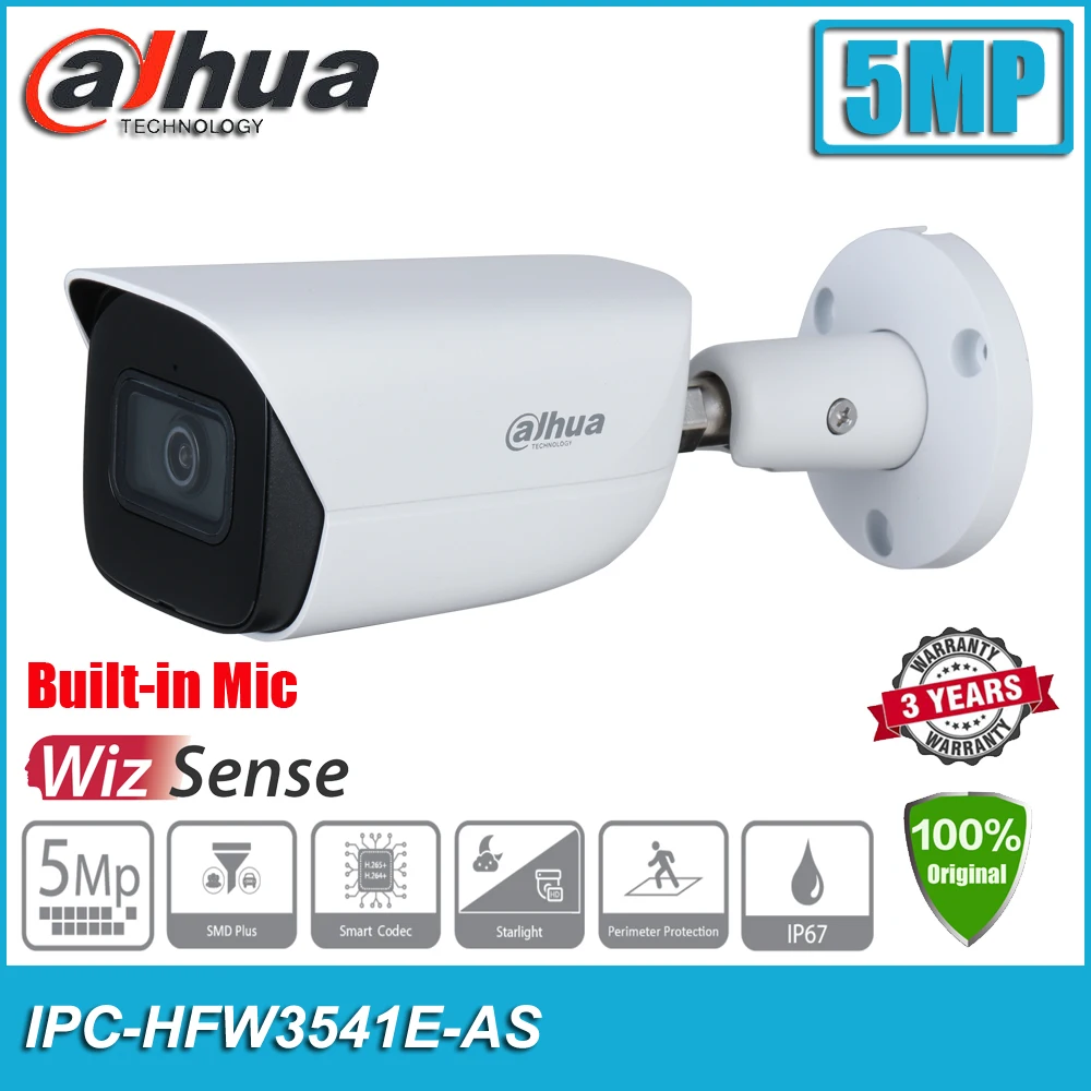 

Сетевой видеорегистратор Dahua IPC-HFW3541E-AS 5MP, ночное видение ИК H.265 IP67 PoE с фиксированным фокусным расстоянием пуля WizSense CCTV сетевая IP Камера ...