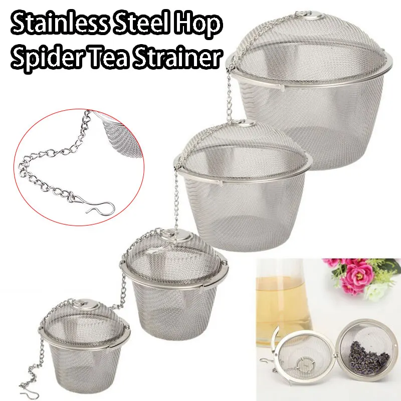 

Silver Reusable Stainless Mesh Herbal Ball Tea Spice Strainer Teakettle Locking Tea Filter Infuser Spice Durable 4 Sizes