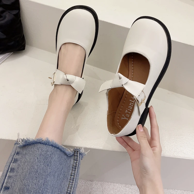 

Bow-Knot Shoes Woman 2021 Modis Low Heels Oxfords Female Footwear Round Toe Casual Sneaker Butterfly New Cute Leather Dress Retr