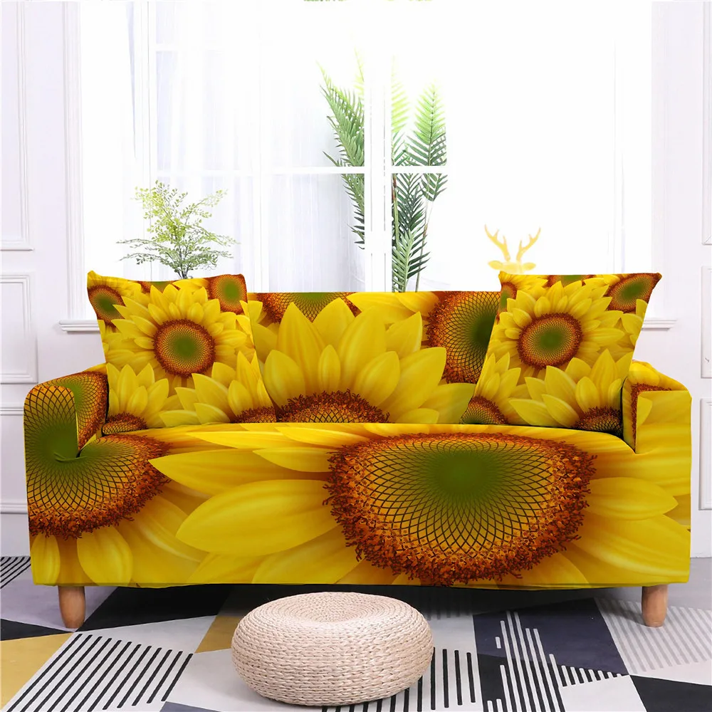 

Чехол для дивана, эластичный, с 3d-подсолнухом, на 1-4 места