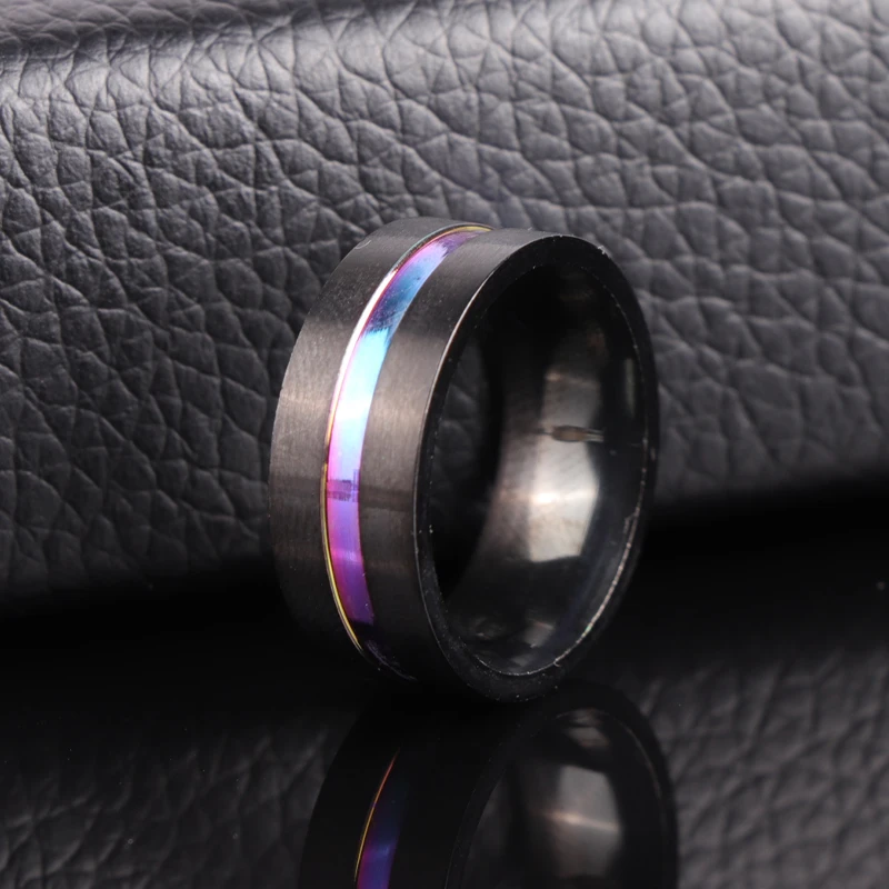 Модное мужское ювелирное изделие черное обручальное кольцо из нержавеющей стали