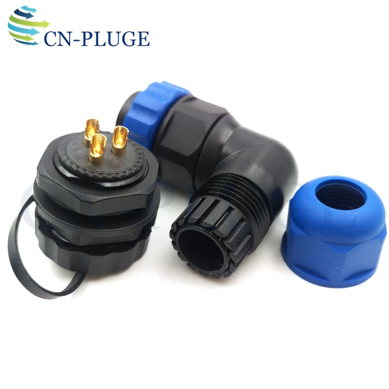 SP20 3 pin Водонепроницаемый авиационный разъем под прямым углом 20 мм Панель