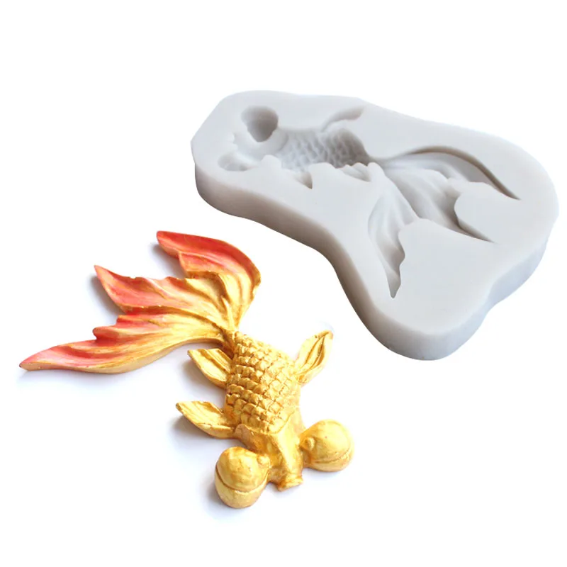 3D золотая рыбка помадка торт плесень силиконовая форма для сахарной пасты цветок