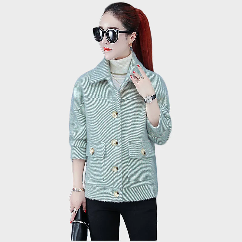 

Luxury clothes Woolen coat women Shaggy coats large size short jacket autumn Youth clothing for women Imitate Mink cashmere tops