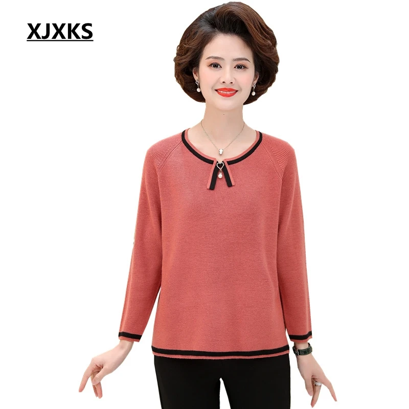 Женский трикотажный свитер XJXKS свободная Женская одежда весенний Повседневный