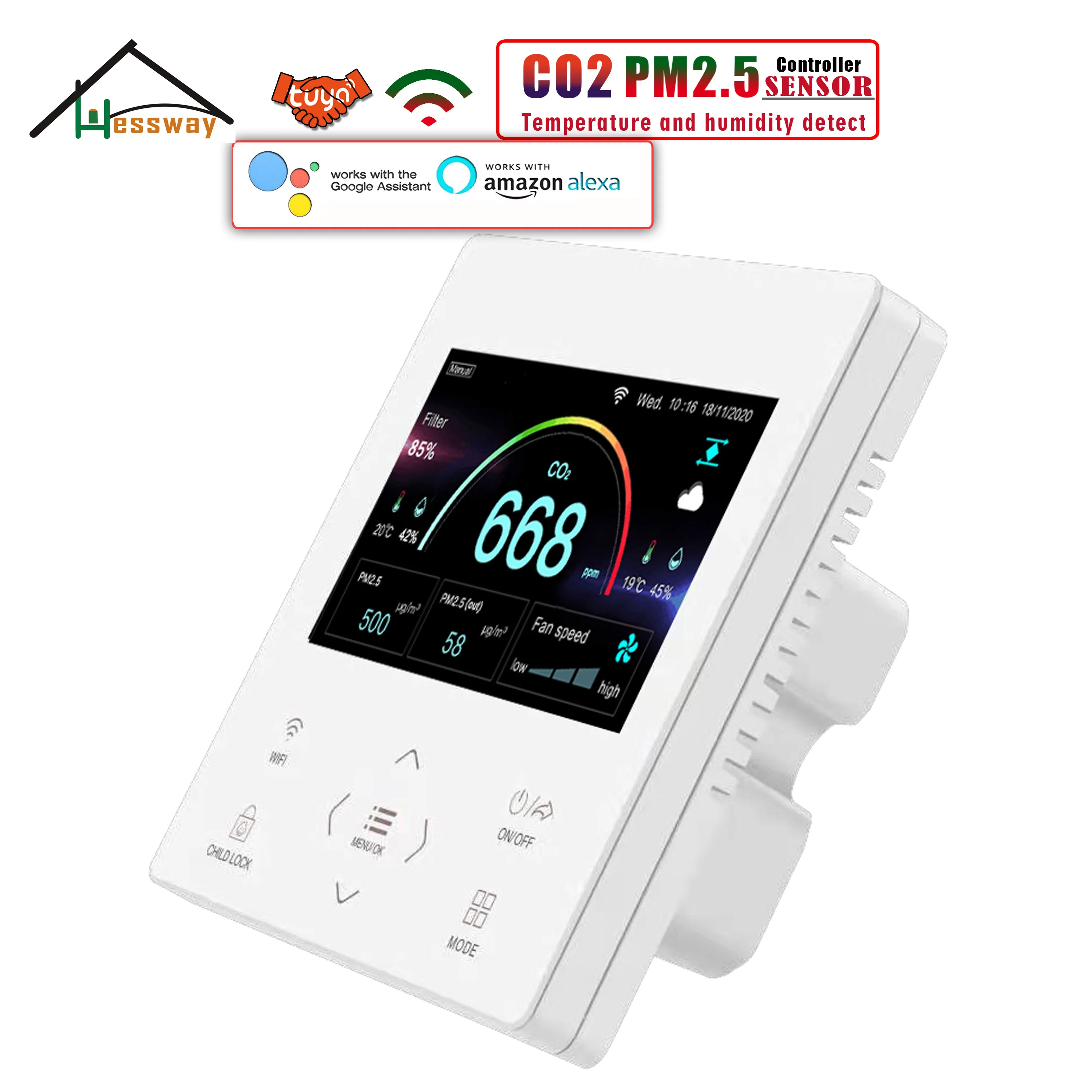 Контроллер датчиков HESSWAY Wi-Fi MODBUS PM2.5 и CO2 для контроля качества воздуха