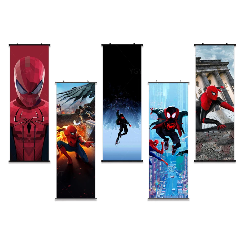 

Wall Art Spider Man Canvas Pictures Avengers Poster Plastic Scroll Marvel Hanging Painting Printed Home Decoration Living Room