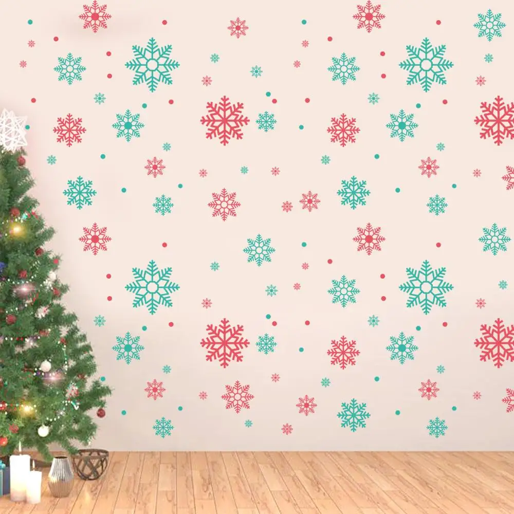 3 предмета Одинаковый пижамный комплект зима снежинка Наклейка на стену окно