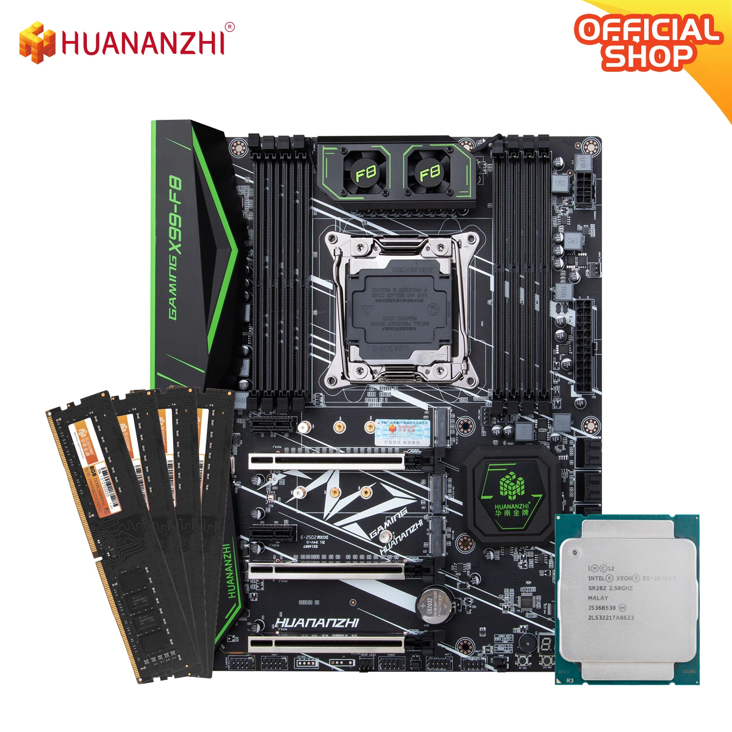 Материнская плата HUANANZHI X99 atx + процессор Intel XEON E5 2678 v3 Оперативная память 4*8 ГБ DDR4 |
