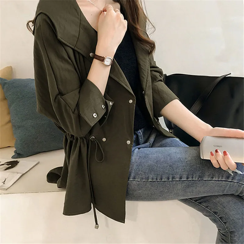 Fashion Women's Trench Coat 2020 New Spring Autumn Windbreaker Large Size 5XL Sashes Slim Casual Thin Coats Outerwear Female Top | Женская