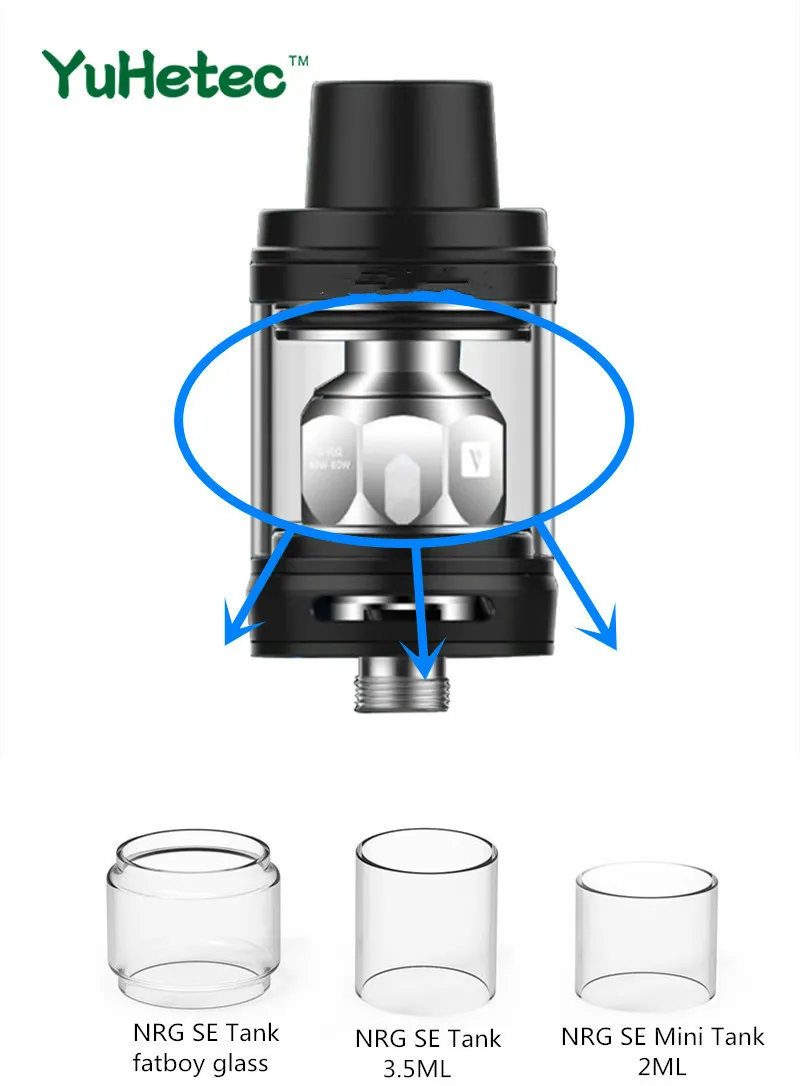 

2PCS Original YUHETEC Replacement Glass TUBE for Vaporesso NRG SE Tank 2ml / 3.5ml / fatboy glass
