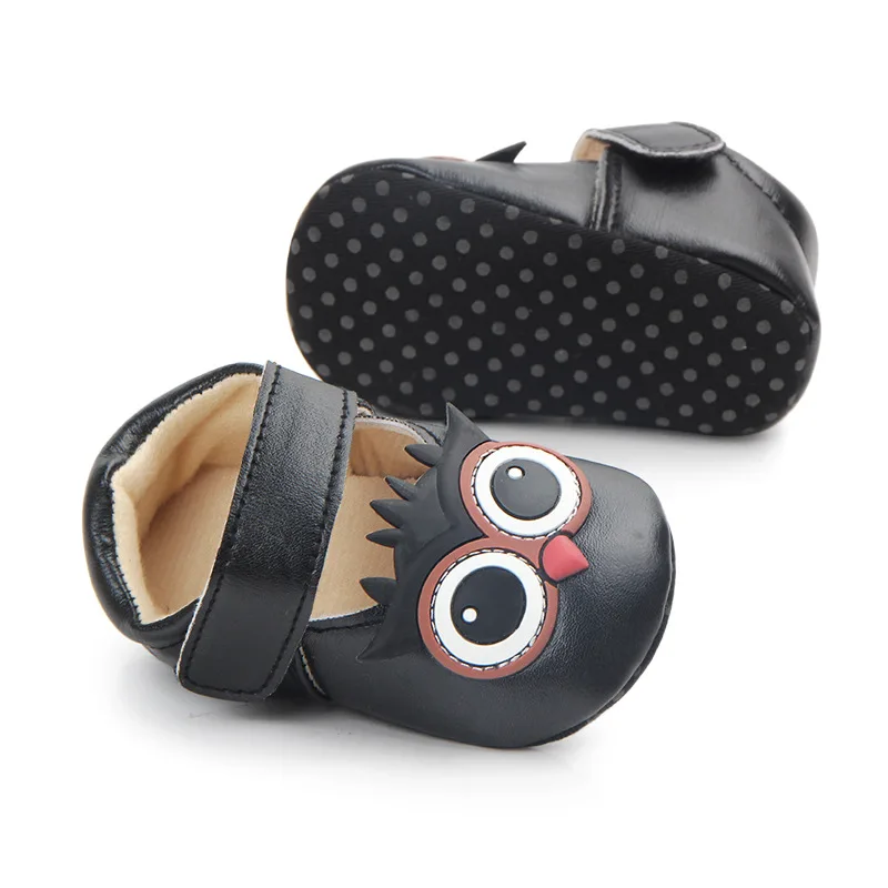Детская обувь с мягкой подошвой и рисунком совы для маленьких девочек
