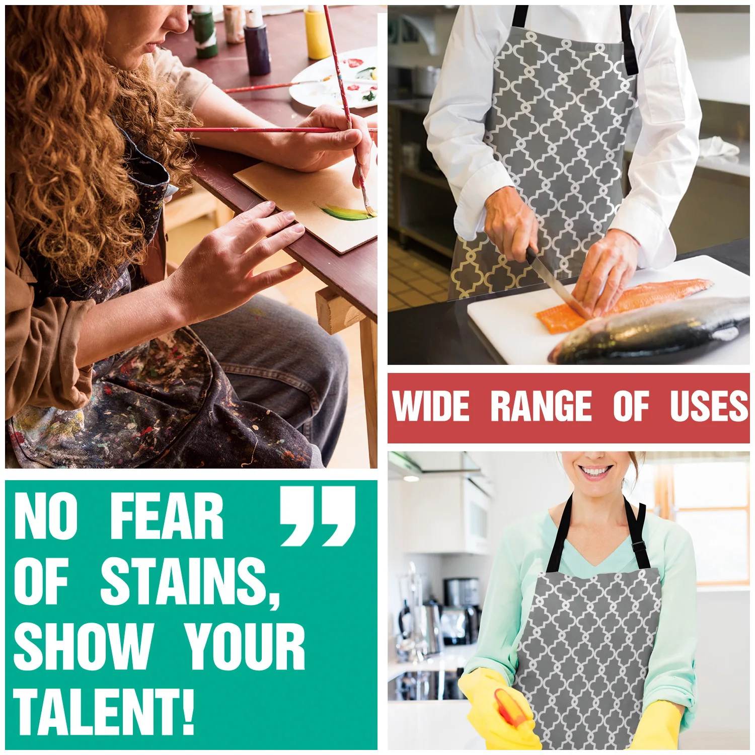 Геометрические серые и белые решетки Кухонные фартуки Барбекю нагрудник фартук