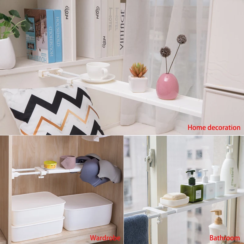 

Adjustable Closet Organizer Storage Shelf Wall Mounted Kitchen Rack Space Saving Wardrobe Decorative Shelves Cabinet Holders