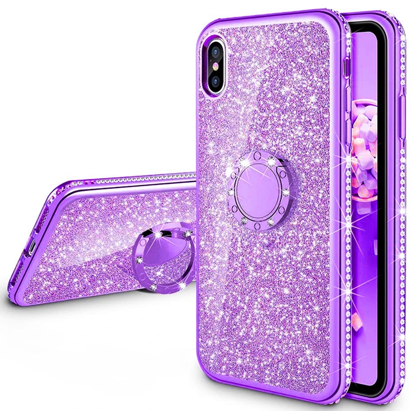 Блестящий чехол со стразами для iphone 11 Pro XS MAX XR 10X7 8 Plus 6 6 s, мягкий силиконовый чехол из ТПУ с бриллиантами для девушек - Цвет: ZPurple
