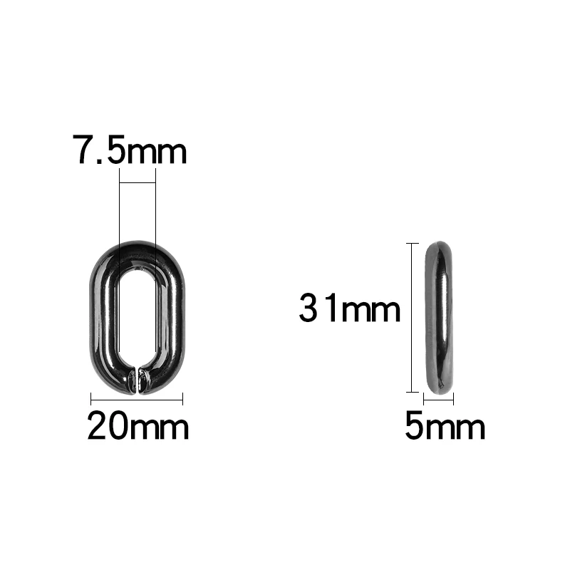 

Linsoir 50pcs/lot Acrylic Chain link Bulk Buckle Plating Gold Silver Chains Rings Oval Clasps for DIY Jewelry Making Accessories