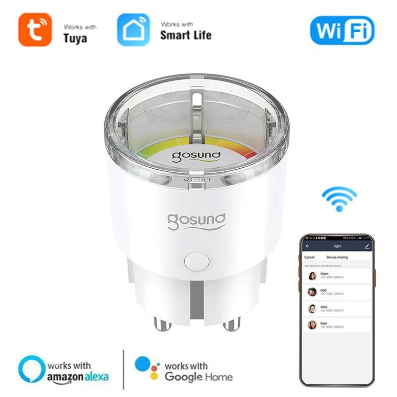

Gosund WiFi MINI Smart Plug Socket Tuya Remote Control Home Appliances Works With Alexa Google Home No Hub Required