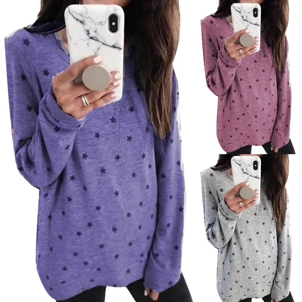 Шикарный женский модный Мягкий комфортный свободный свитер с круглым вырезом и