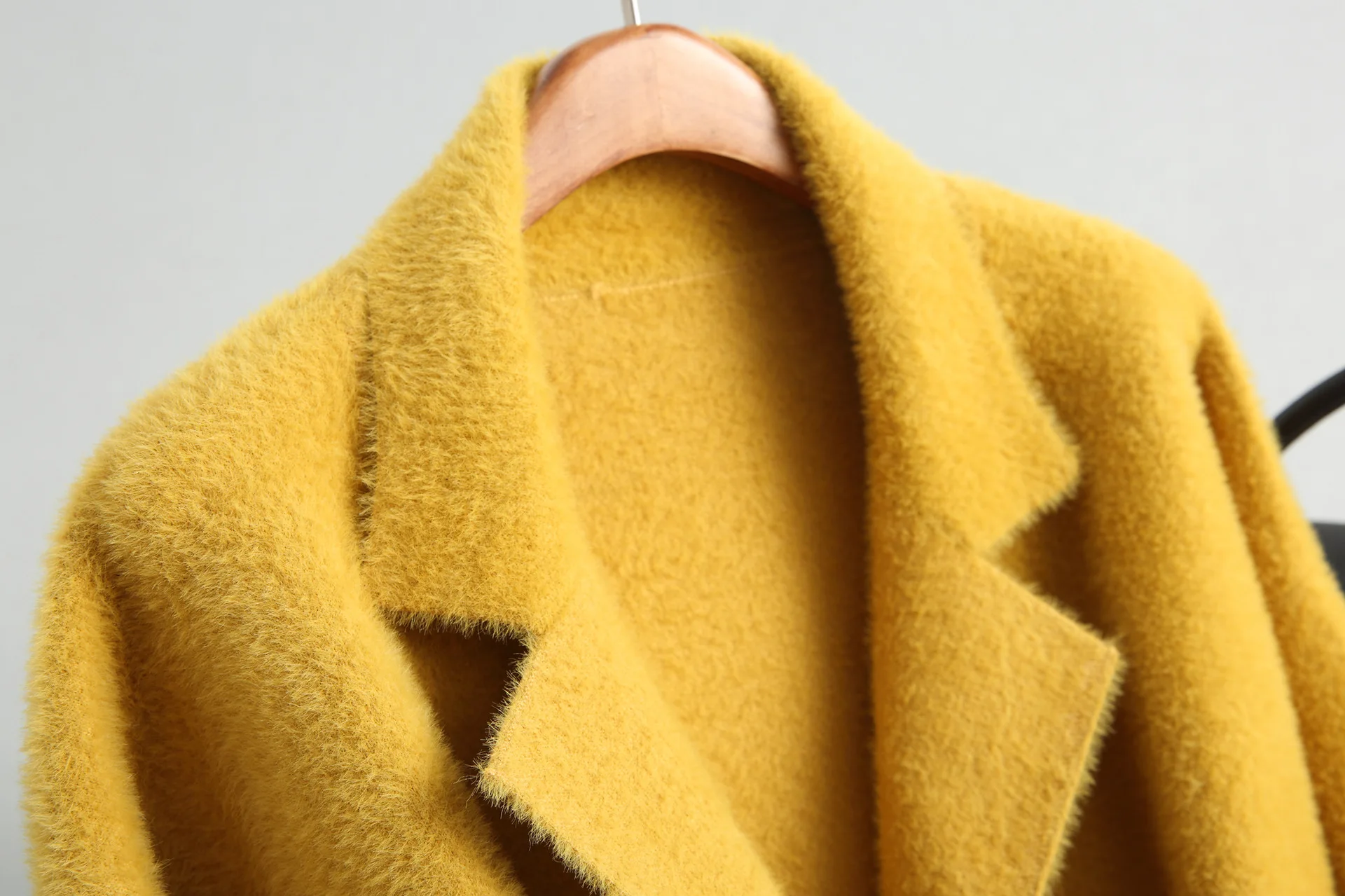 New Imitation Mink Velvet Long Sleeve Suit Collar Minimalist Style Coat Adjustable Waist
