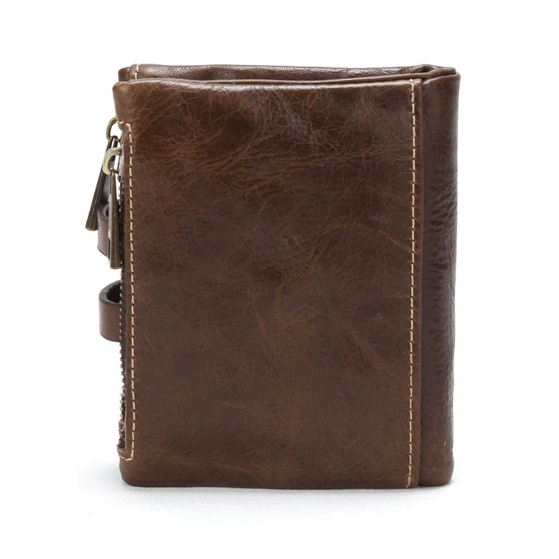 

Men RFID Blocking Wallet Vintage Leather Short Purse Bifold with Coin Change Pocket Large Capacity