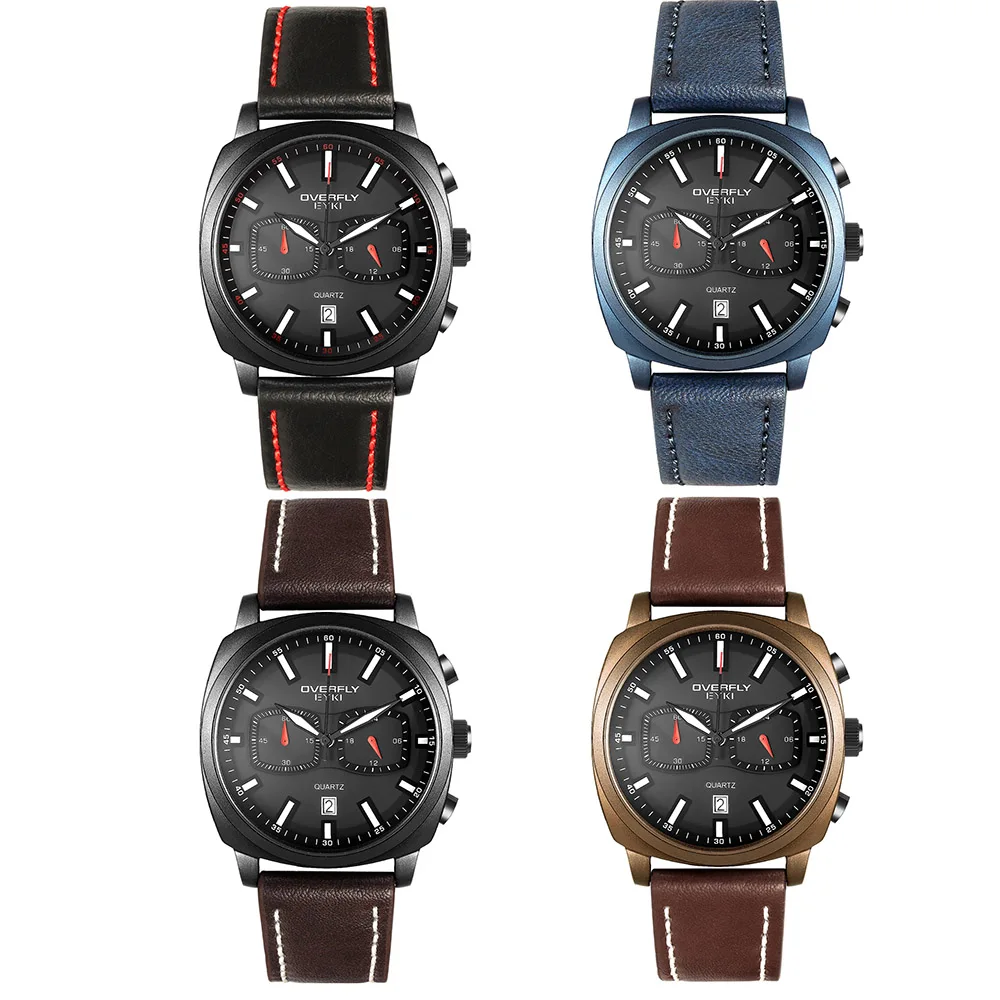 EYKI Men Luminous Calendar Watch Sport Watches Waterproof Quartz Wristwatch Fashion Square Leather Clock Relogio Masculino | Наручные