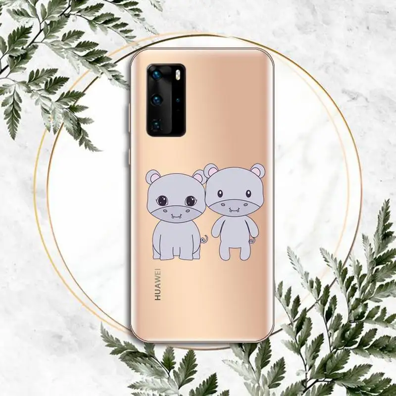 

Cartoon ippopotamo animale Phone Case Transparent for Huawei P honor 8 10i 20 30 40 smart 2019