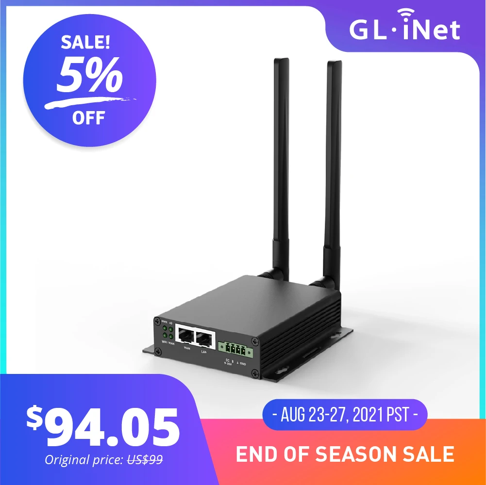 GL.iNet Collie (GL X300B) 4G LTE промышленный беспроводной шлюз RS485 с 2 внешними антеннами