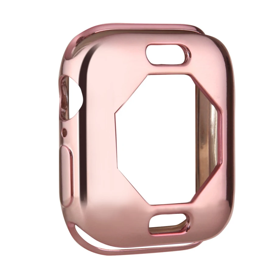 Чехол s для Apple Watch, 44 мм, 40 мм, серия 5, чехол с покрытием, TPU, мягкая защитная оболочка, защитная рамка для iWatch, 4 полосы, бампер - Цвет: Розовый