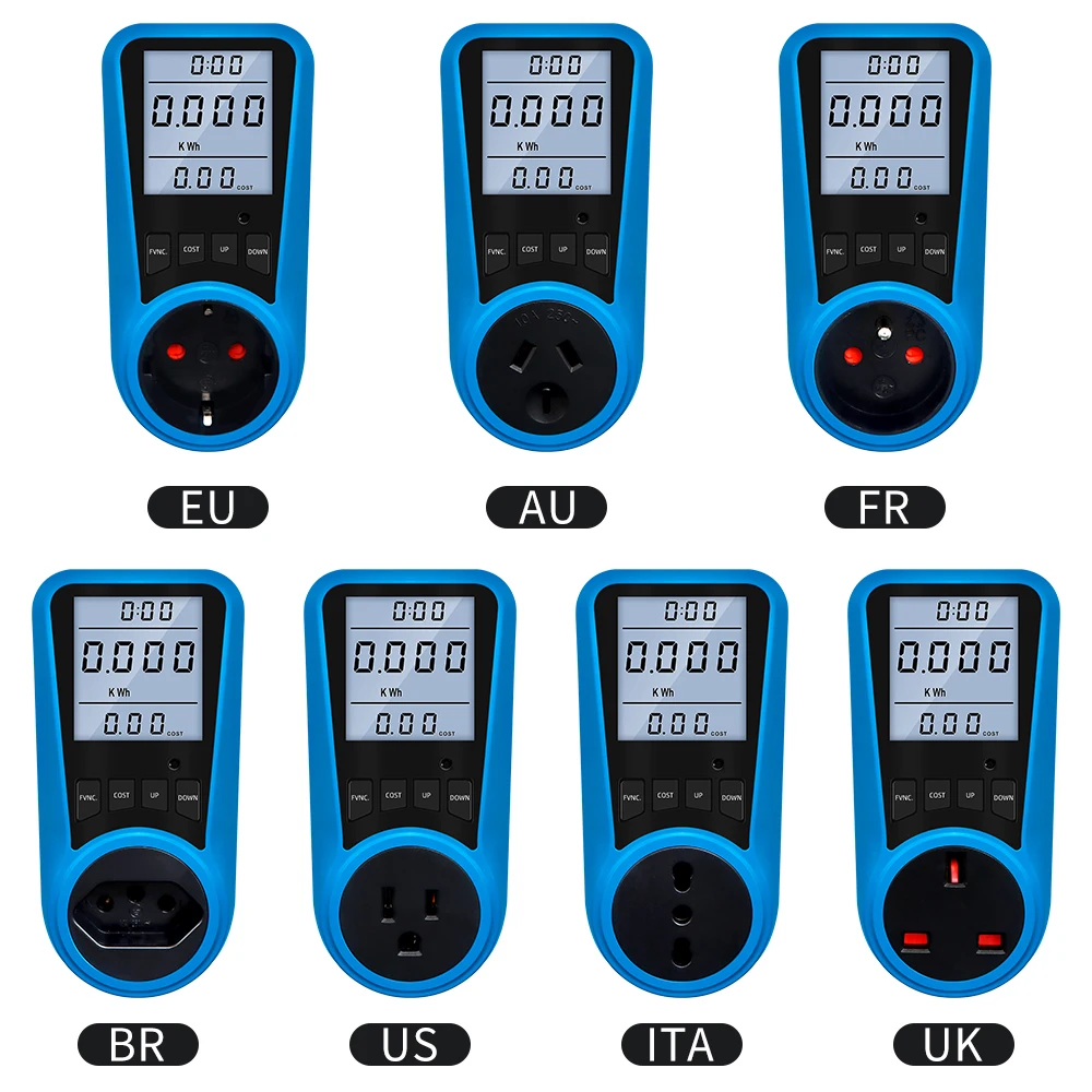 Medidor de Corrente Medidor de Energia Plug Tomada Digital Voltímetro ac Tempo Wattmeter Watt Energia Tester Eua Reino Unido au fr br Ele ue