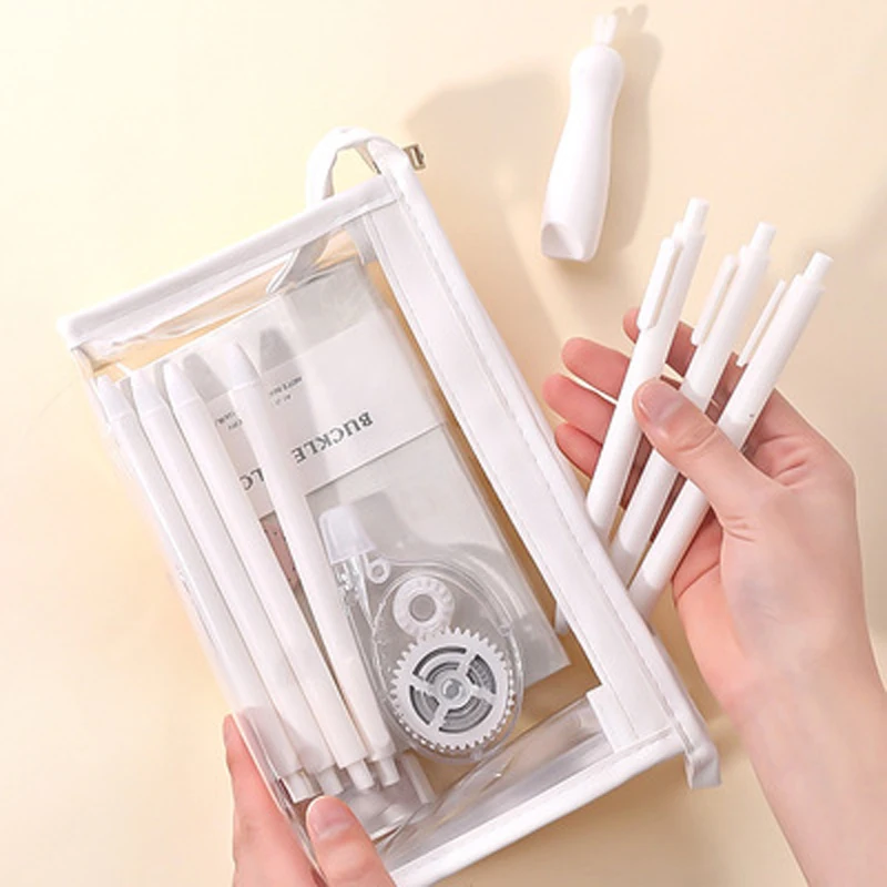 

Simple Transparent Large-Capacity Pencil Cases PVC Waterproof Test Exam Pen Storage Box Girl Cosmetic Bag Office School Supplies