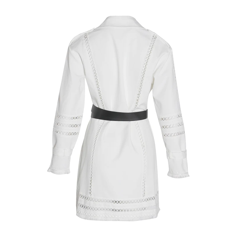 TWOTWINSTYLE корейское Открытое платье для женщин воротник с лацканами длинный рукав