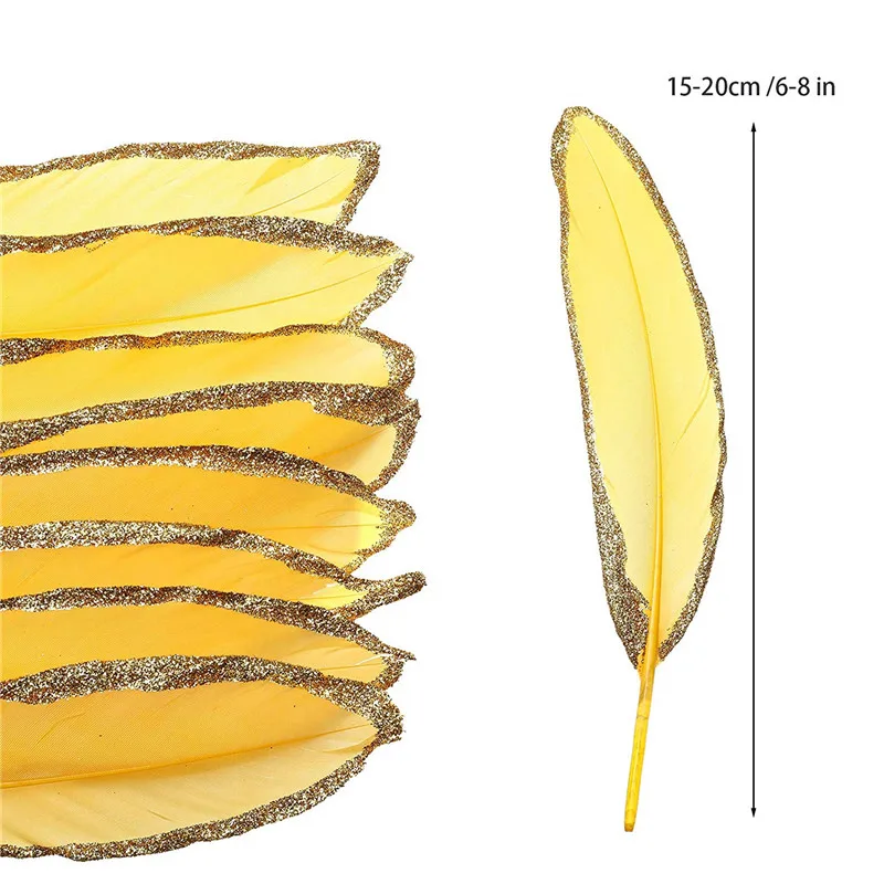 New Gold Yellow Dipped gold goose feather 10-500pcs 15-20cm DIY Jewelry Feathers Stage carnival Wedding Home decoration plumes |