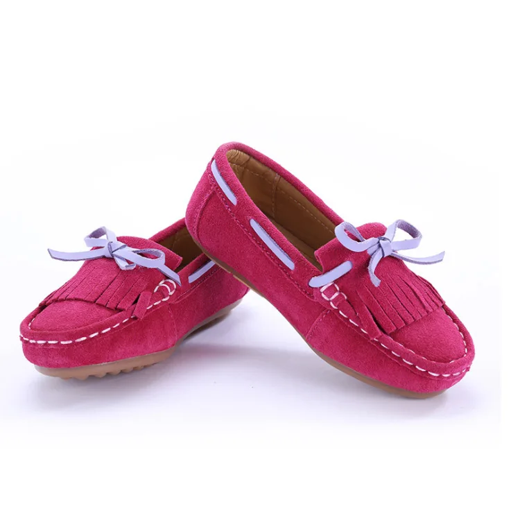 2018 г. Весенняя детская обувь для девочек из натуральной кожи с кисточками модные
