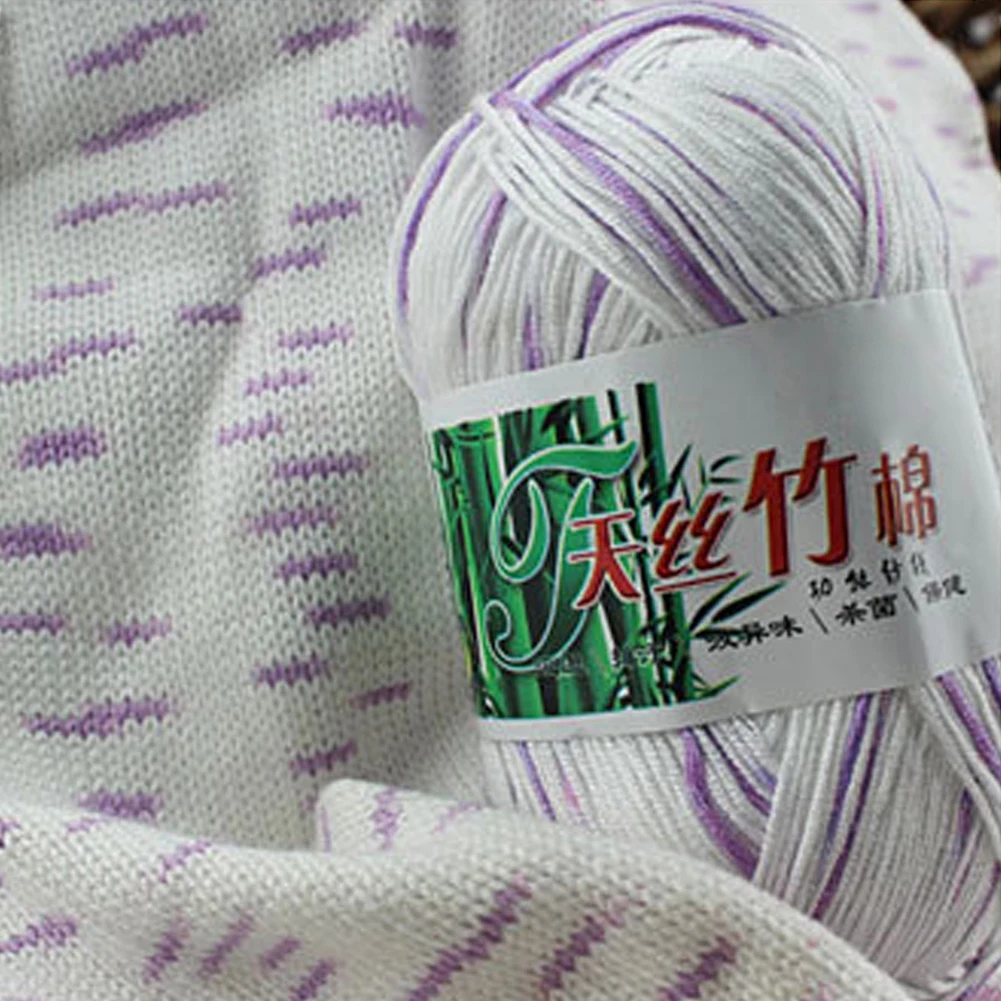 White purple WITUSE 11,11, акция, распродажа, 21 цвет, мягкая натуральная шерстяная хлопковая пряжа для одежды, свитер, ручная вязка, моток, вязание крючком - Цвет: White purple