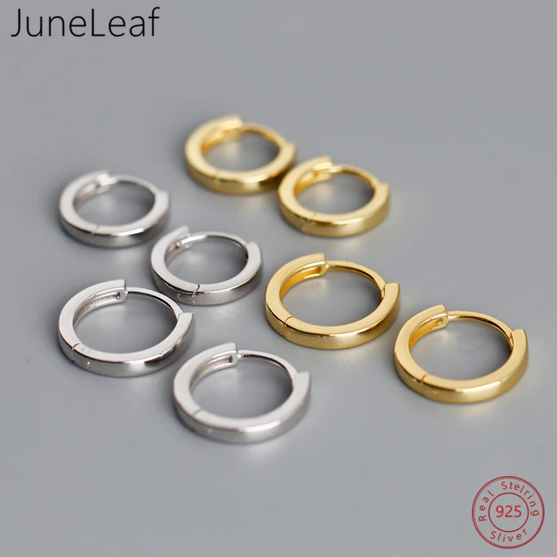 

JuneLeaf Simple Genuine 100% 925 Sterling Silver Minimalist Glossy Round Ear Buckle For Women Creative DIY Earrings Jewelry