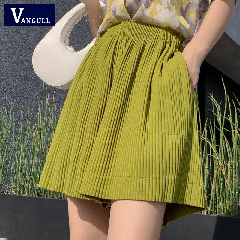 

Женские вельветовые шорты Vangull, повседневные свободные однотонные с высокой талией и широкими штанинами, большие размеры, на лето