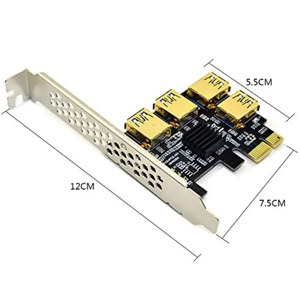 

PCI-E 1 To 4 PCI-E Adapter Card PCI-E To PCI-E Slot Expansion USB3.0 Card For Four One Card Graphics W2T8