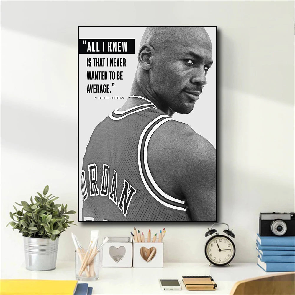 

Motivational Quote Poster and Print Wall Art Canvas Sports Art Painting Basketball Player Legend Picture for Living Room Decor