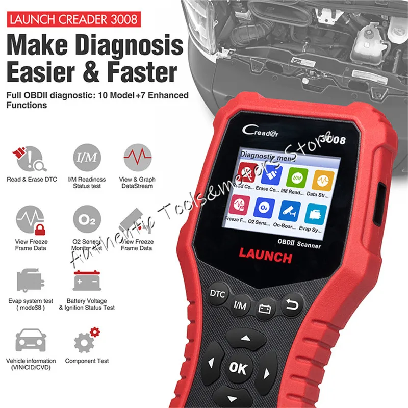 LAUNCH X431 CR3008 OBD2 автомобильный сканер OBDII считыватель кодов диагностический