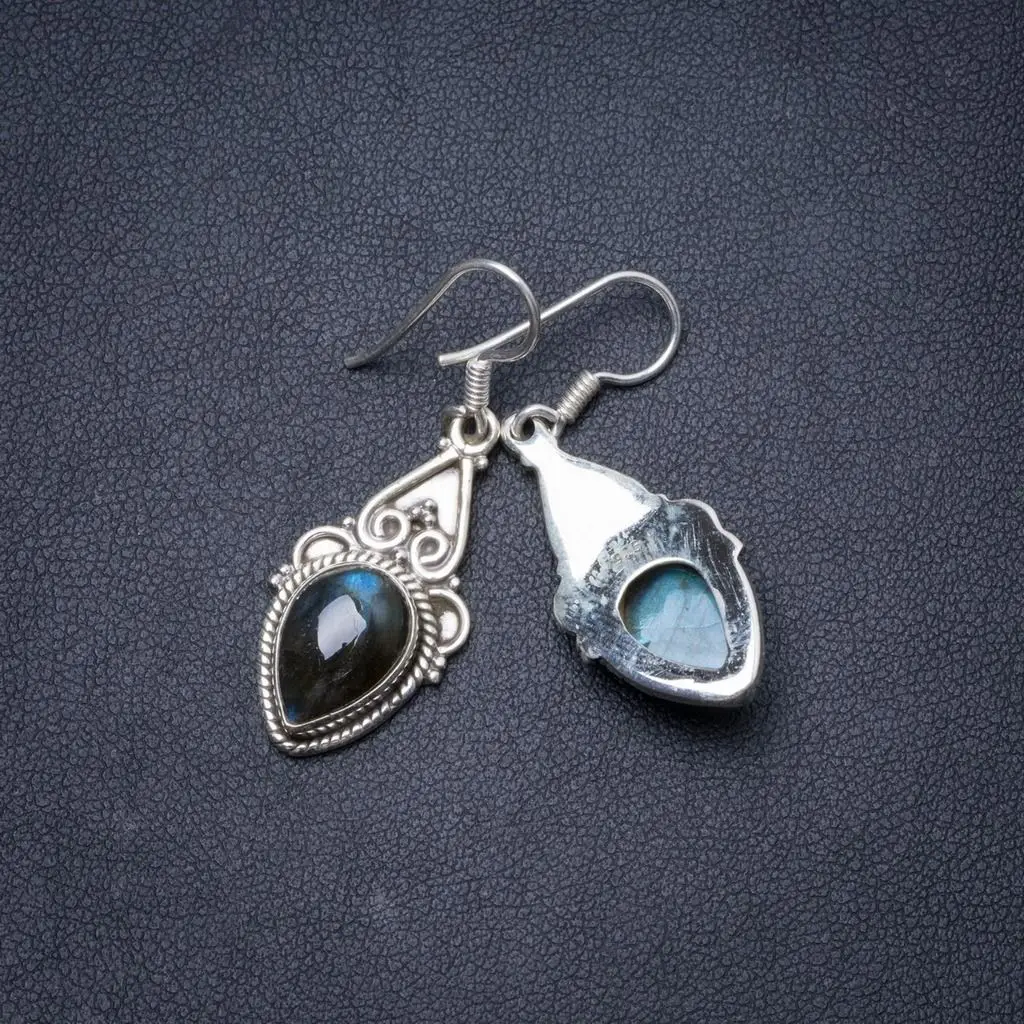 Натуральный синий огонь Лабрадорит ручной работы Уникальные 925 пробы серебряные