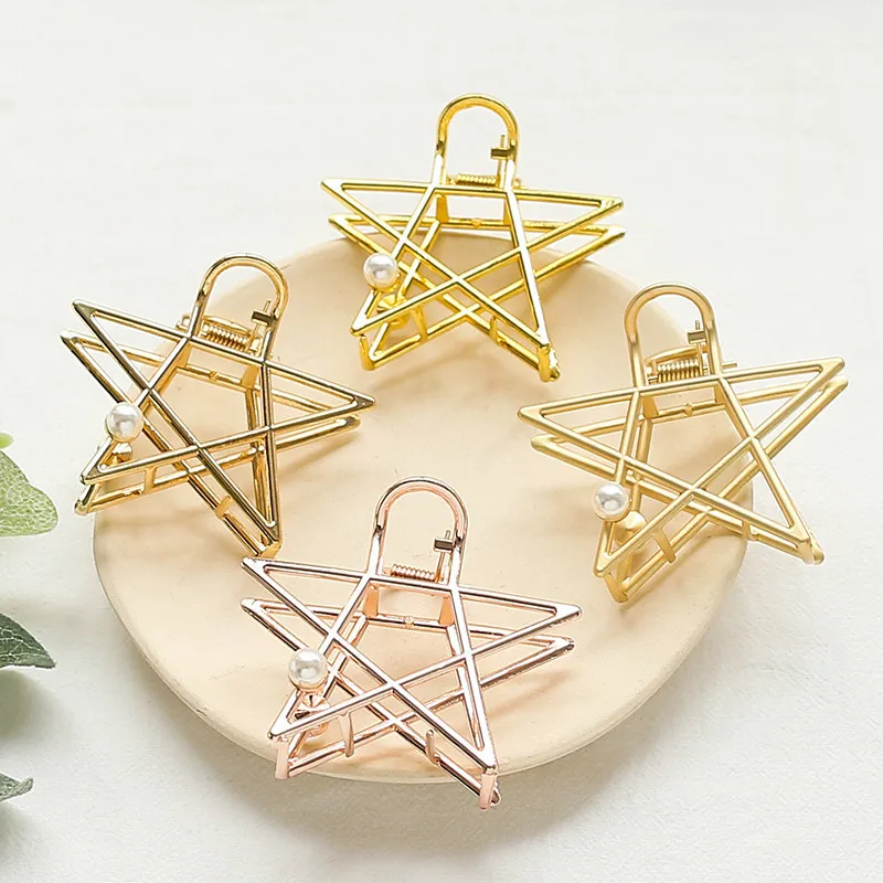 1 шт. винтажная блестящая металлическая пентаграмма заколка для волос простая