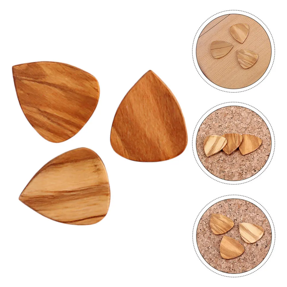 

3pcs Guitar Pick Plectrum Olive Wood Ukulele Guitar Wooden Picks Guitar Parts