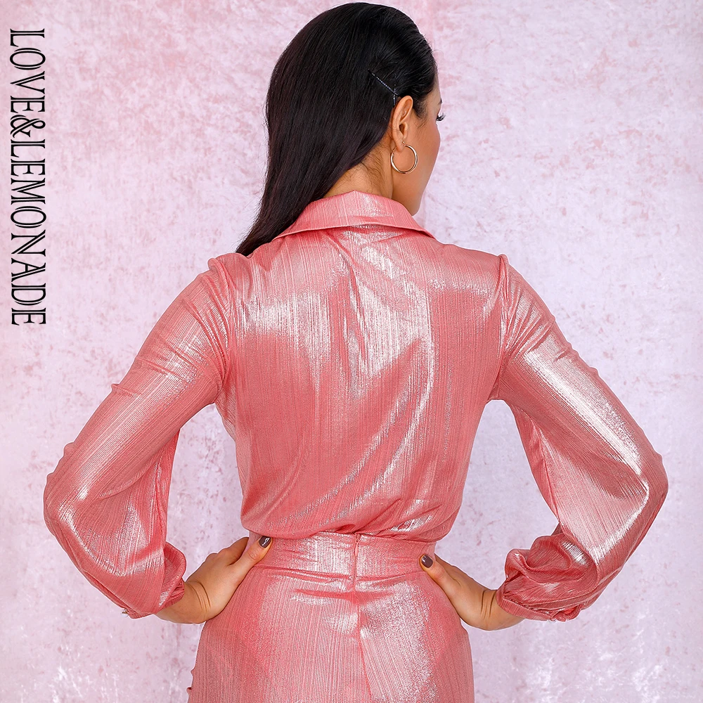 Женское боди LOVE & LEMONADE розовое светоотражающее с глубоким треугольным вырезом и
