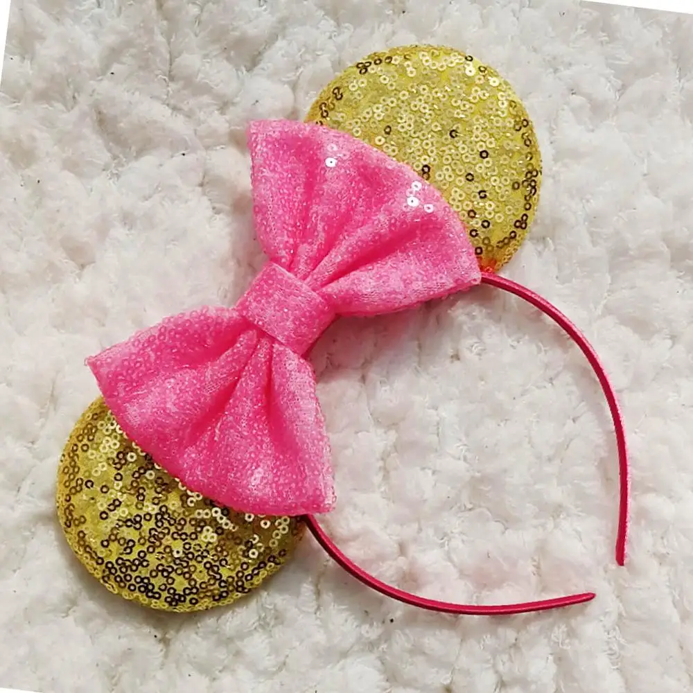 Блестящая Милая повязка на голову с бантиком и золотыми ушами богатый местный