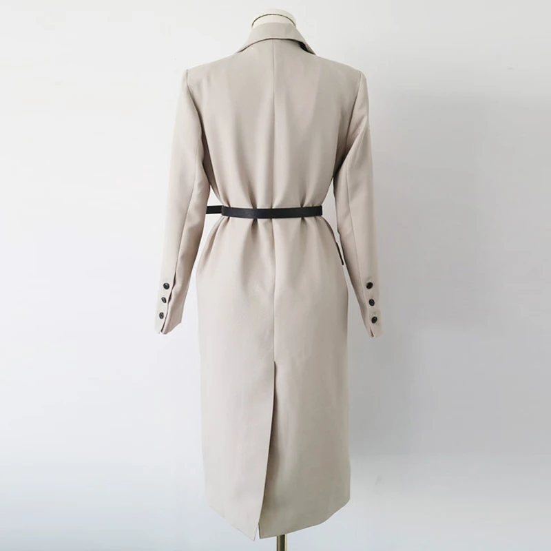 2019 новый осенний элегантный длинный пиджак Женский Повседневный однотонный с