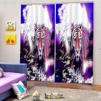 3d lion tiger wolf horse animal pattern blackout curtain kit suitable for home curtains in the living room and bedroom